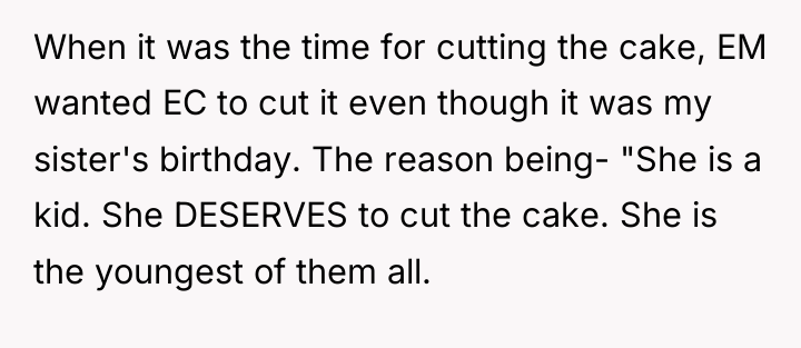 When it was the time for cutting the cake, EM...