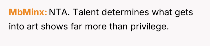 MbMinx NTA. Talent determines what gets into art shows far...