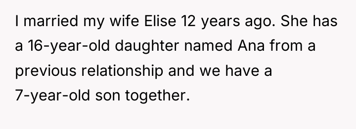 I married my wife Elise 12 years ago. She has...