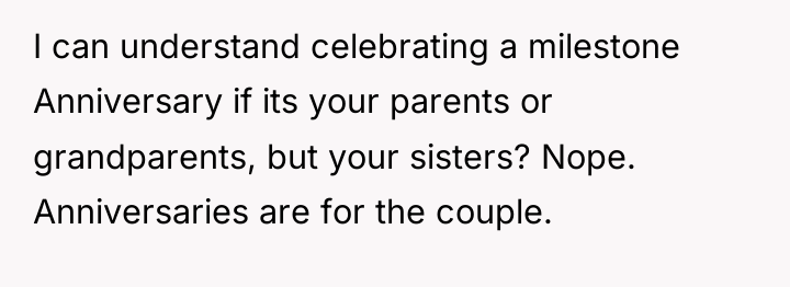 I can understand celebrating a milestone Anniversary if its your...