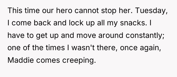 This time our hero cannot stop her. Tuesday, I come...