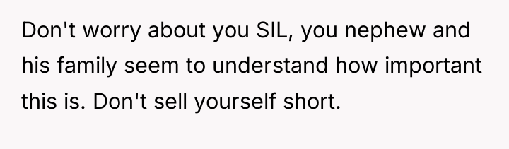 Don't worry about you SIL, you nephew and his family...