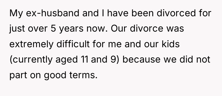 My ex-husband and I have been divorced for just over...