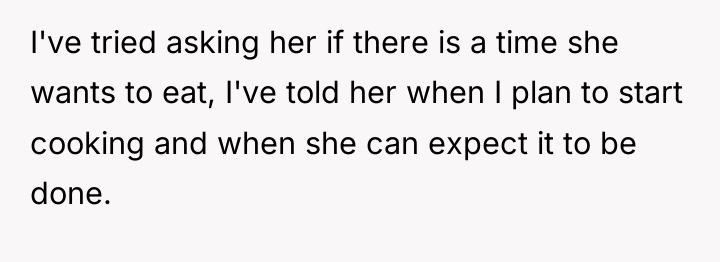 I've tried asking her if there is a time she...