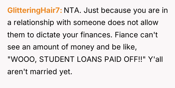 GlitteringHair7 NTA. Just because you are in a relationship with...