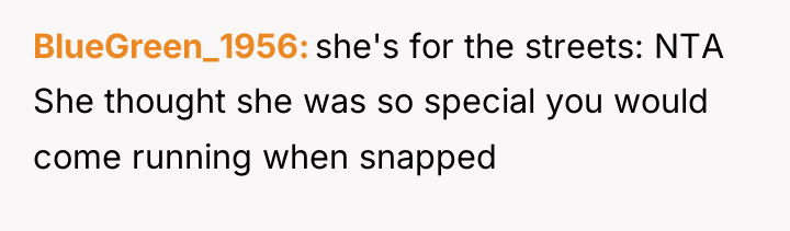 BlueGreen_1956 she's for the streets: NTA She thought she was...