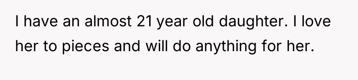 I have an almost 21 year old daughter. I love...