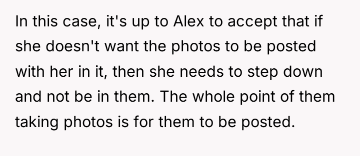 In this case, it's up to Alex to accept that...