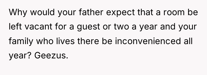Why would your father expect that a room be left...