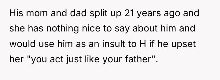 His mom and dad split up 21 years ago and...