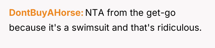 DontBuyAHorse NTA from the get-go because it's a swimsuit and...