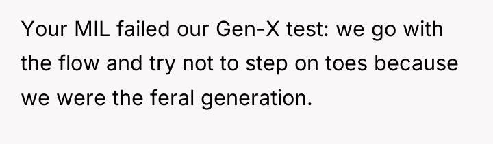 Your MIL failed our Gen-X test: we go with the...