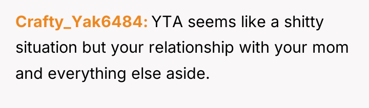 Crafty_Yak6484 YTA seems like a shitty situation but your relationship...