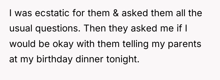 I was ecstatic for them & asked them all the...