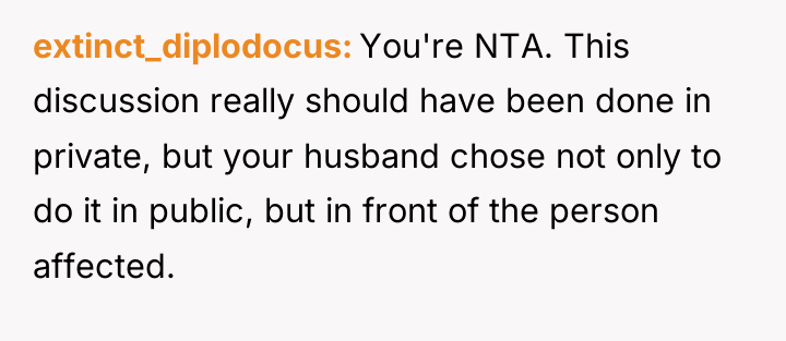 extinct_diplodocus You're NTA. This discussion really should have been done...