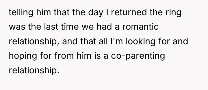 telling him that the day I returned the ring was...