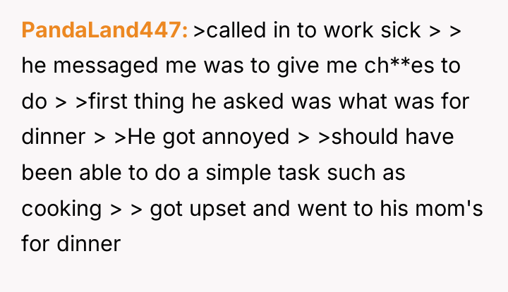 PandaLand447 >called in to work sick > > he messaged...