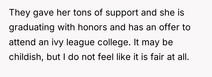 They gave her tons of support and she is graduating...