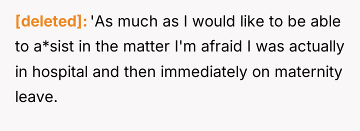 [deleted] 'As much as I would like to be able...