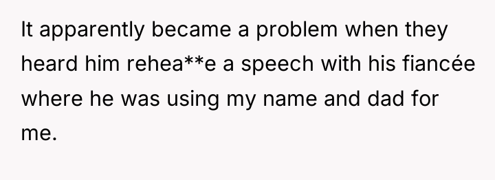 It apparently became a problem when they heard him rehea**e...