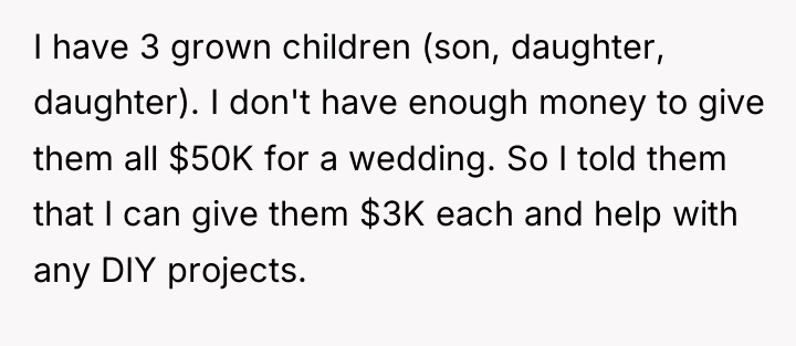 I have 3 grown children (son, daughter, daughter). I don't...