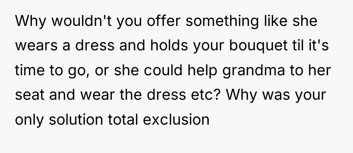 Why wouldn't you offer something like she wears a dress...