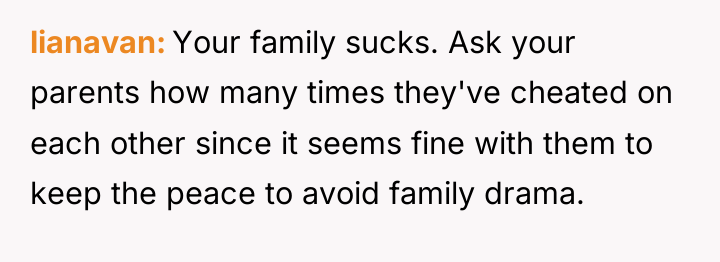 lianavan Your family sucks. Ask your parents how many times...