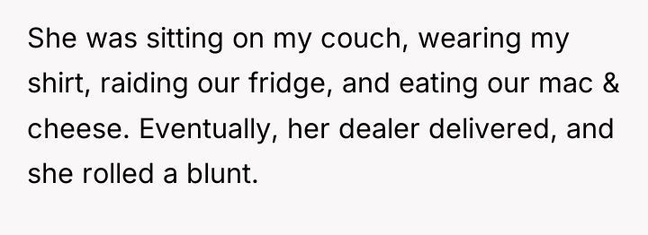 She was sitting on my couch, wearing my shirt, raiding...