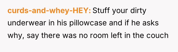 curds-and-whey-HEY Stuff your dirty underwear in his pillowcase and if...