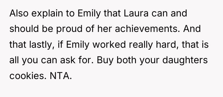 Also explain to Emily that Laura can and should be...