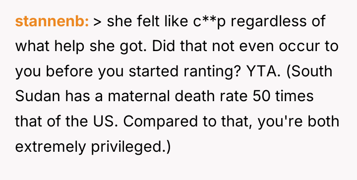 stannenb > she felt like c**p regardless of what help...