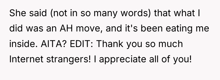 She said (not in so many words) that what I...