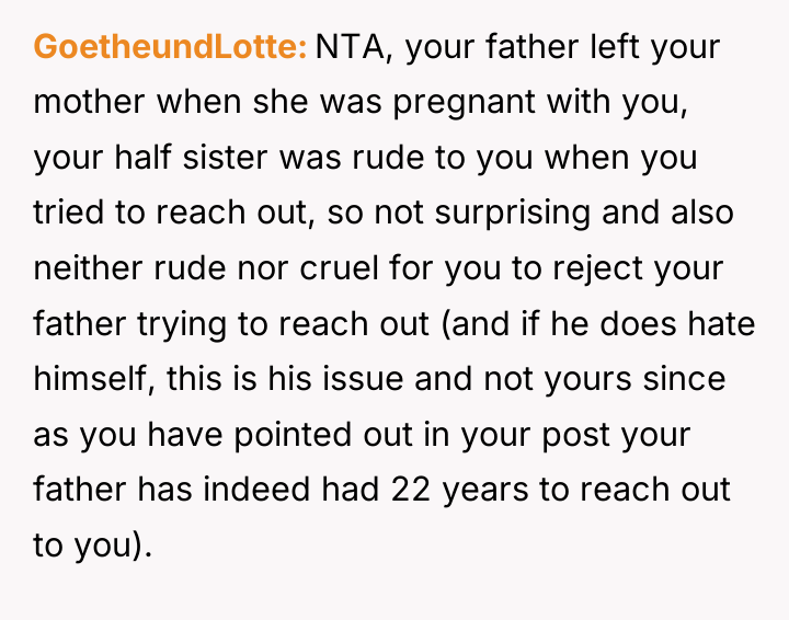 GoetheundLotte NTA, your father left your mother when she was...