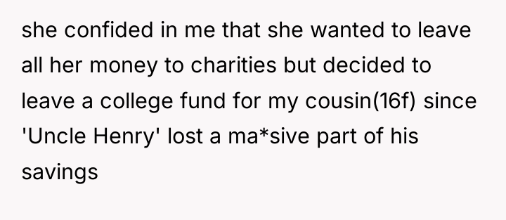 she confided in me that she wanted to leave all...