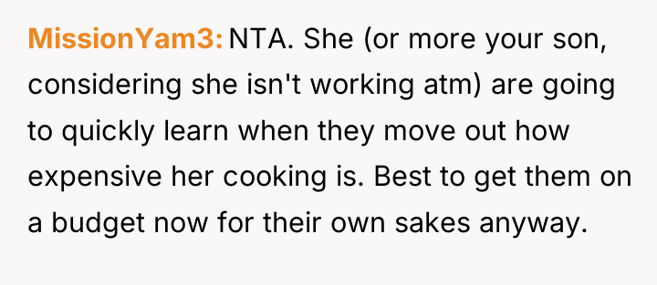 MissionYam3 NTA. She (or more your son, considering she isn't...