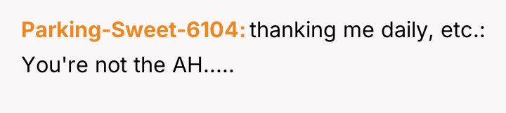 Parking-Sweet-6104 thanking me daily, etc.: You're not the AH.....