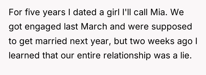 For five years I dated a girl I'll call Mia....