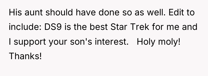 His aunt should have done so as well. Edit to...