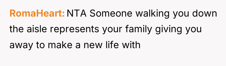 RomaHeart NTA Someone walking you down the aisle represents your...