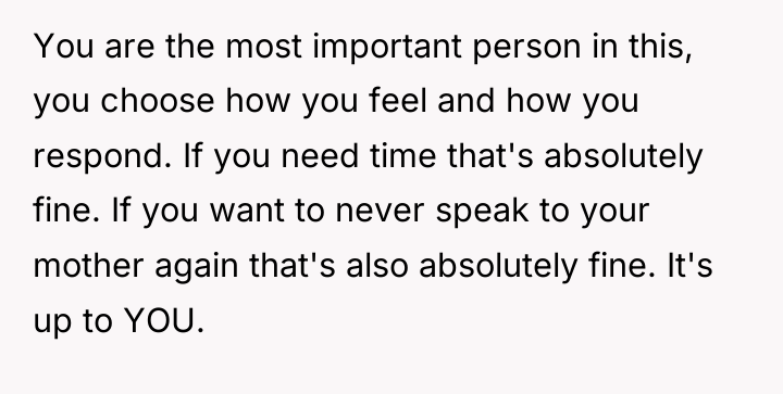 You are the most important person in this, you choose...