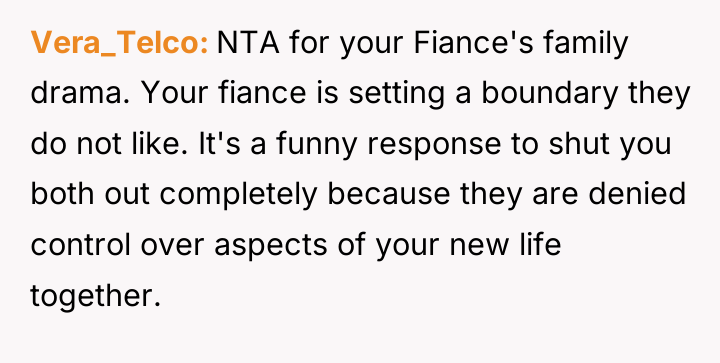 Vera_Telco NTA for your Fiance's family drama. Your fiance is...