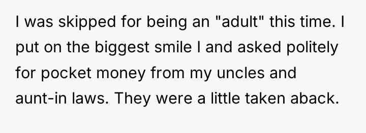 I was skipped for being an "adult" this time. I...