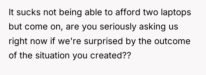 It sucks not being able to afford two laptops but...