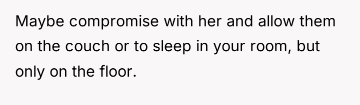 Maybe compromise with her and allow them on the couch...