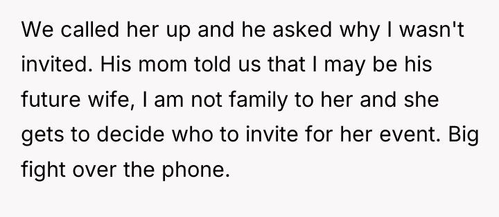 We called her up and he asked why I wasn't...