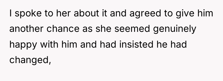 I spoke to her about it and agreed to give...