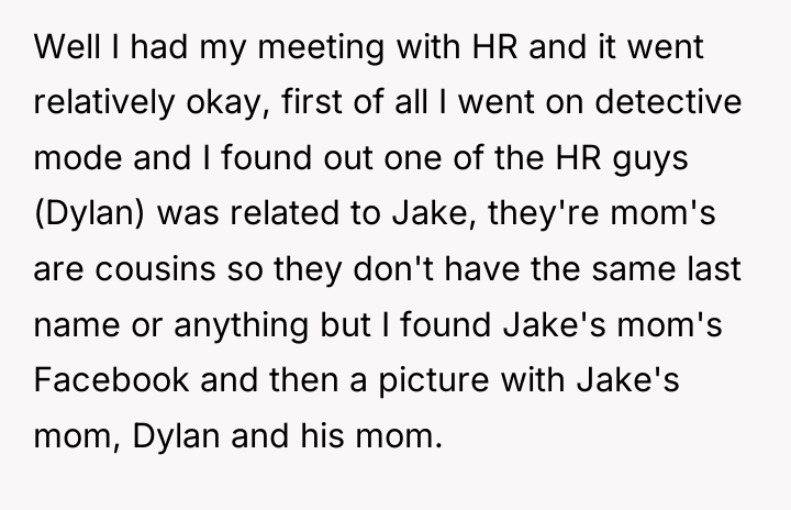 Well I had my meeting with HR and it went...
