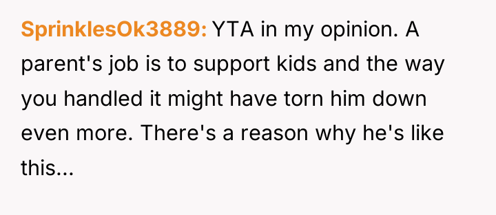 SprinklesOk3889 YTA in my opinion. A parent's job is to...