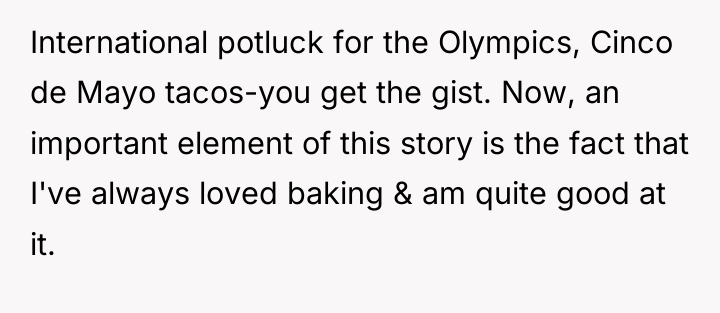 International potluck for the Olympics, Cinco de Mayo tacos-you get...
