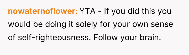 nowaternoflower YTA - If you did this you would be...